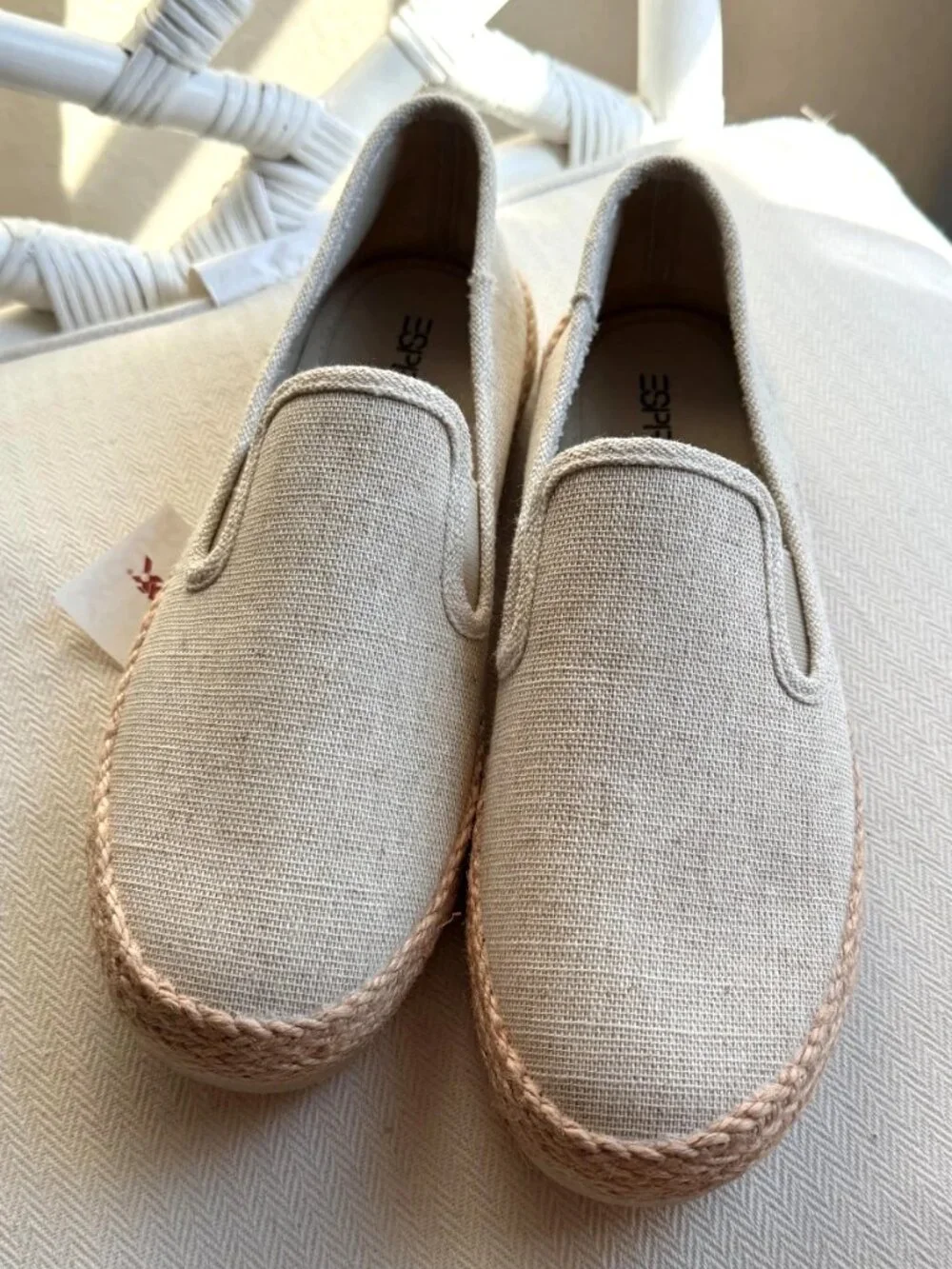 Esprit Nadine Women's Espadrille Slip On Canvas Crochet Beige Size 8.5 NWOB
